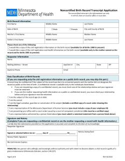 Noncertified Birth Record Transcript Application (Interactive PDF: 338KB/2 pages)