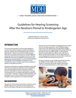 Guidelines for Hearing Screening After the Newborn Period to Kindergarten Age