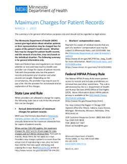 Maximum Charges for Patient Records, February 2013, (PDF: 37.89KB/1 page)