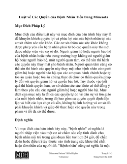 Minnesota Patient Bill of Rights (Hospitals) - Vietnamese (PDF)