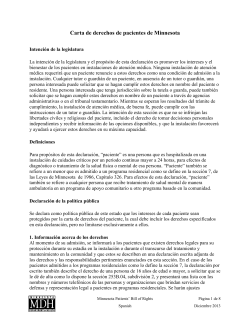 Minnesota Patient Bill of Rights (Hospitals) - Spanish (PDF)