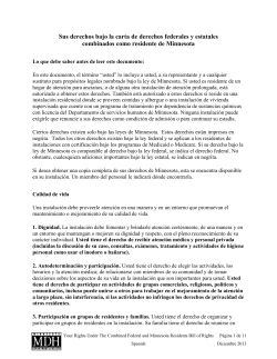 Resident Bill of Rights - Spanish (PDF)