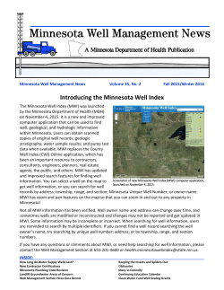 Minnesota Well Management News Fall 2015/Winter 2016 Newsletter (PDF)