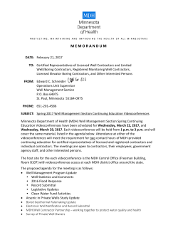 Spring 2016 Well Management Section Continuing Education Videoconferences (PDF)