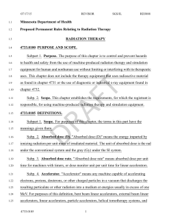 Proposed Minnesota Radiation Therapy Rules, Chapter 4733 (PDF: 935KB/80pages)
