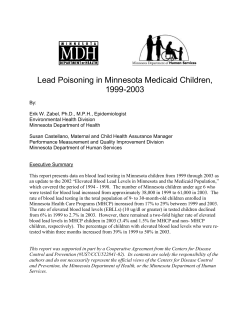 Lead Poisoning in the Minnesota Medicaid Population (1999 - 2003) (PDF: 251KB/9 pages)