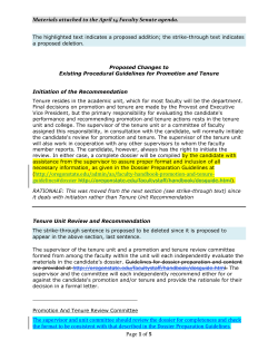 Procedural Guidelines for Promotion and Tenure