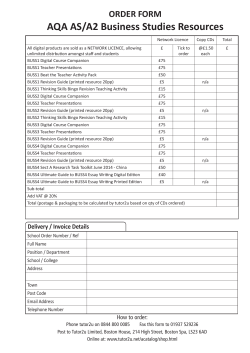 Download printable order form for AQA GCE Business Studies