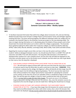 Update 02/07/11 &ndash; 02/11/11