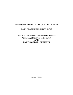 Data practices policy: Information for the public about public access to MDH data and rights of data subjects (PDF: 150KB/18 pages)