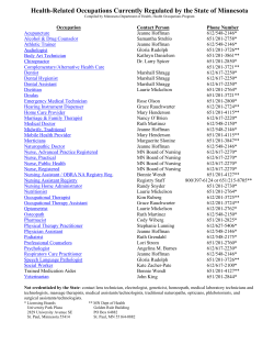 Health-related occupations regulated by the State of Minnesota (PDF)