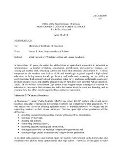 Board of Education Memo on College and Career Readiness