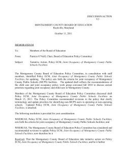 Policy ECM, Joint Occupancy of Montgomery County Public Schools Facilitie