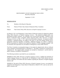approved a resolution to adopt Policy IOD, relating to the education of English language learners