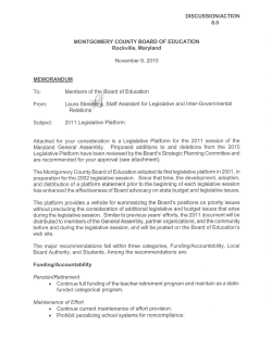 approved a legislative platform for the 2011 session of the Maryland General Assembly