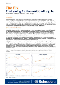 Credit Securities - Positioning for the next credit cycle