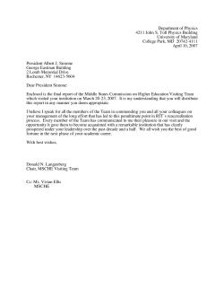 MSCHE 2007 Self-Study Report to RIT