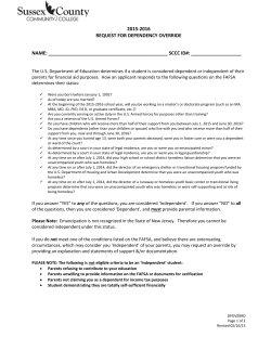 2015-16 Request for Dependency Override