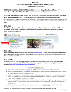 2016-17 Federal Direct Student Loan Instructions