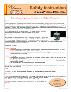 Shipping: Preserved Specimens