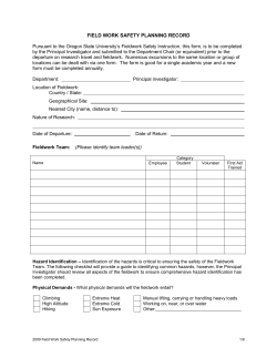 Fieldwork Safety Planning