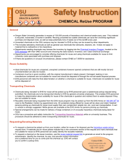 Chemical Reuse Program