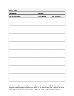 Safety Training record for a course