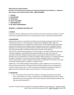 New Draft Policy - Laboratory Safety Coats