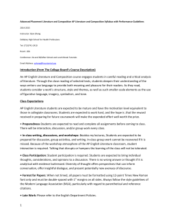 AP Literature Course Syllabus