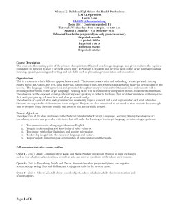 Spanish 1 Class syllabus