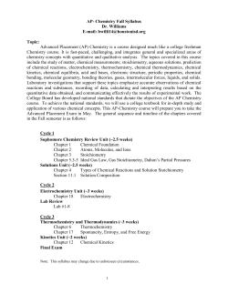 AP Chemistry Fall Syllabus