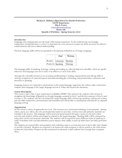 Espa ol 2B Spring Syllabus