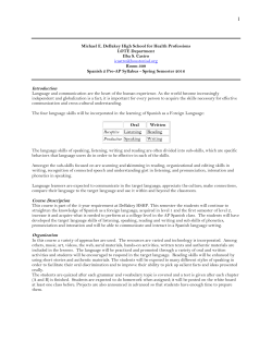 Espa ol 2PAP Spring Syllabus