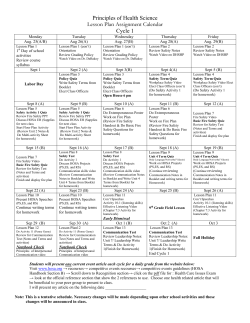 CYCLE 1 CALENDAR