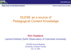 DLESE as a source of Pedagogical Cotent Knowledge