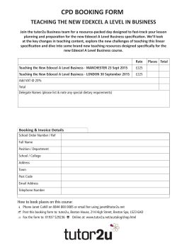 Download a printable booking form for Teaching the New Edexcel A Level Business and send it to us