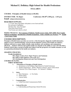 Principles of Health Science Syllabus