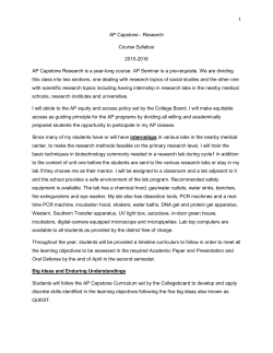 AP Capstone Research Audit Approved Syllabus