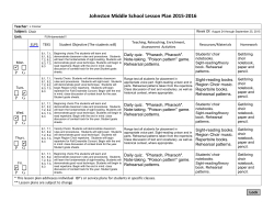 Lesson Plans, 1st 6 weeks