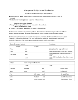 Study Guide for Compound Subjects and Predicates