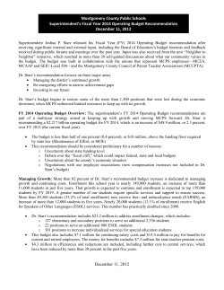 Budget Recommendation Three Page Overview