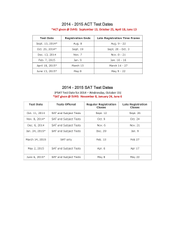 SAT and ACT Dates and Registration Deadlines&nbsp;2014-2015
