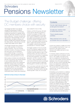 Schroders Pensions Newsletter Autumn 2014