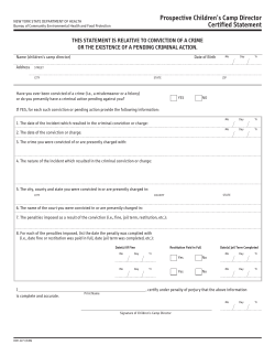 Prospective Children's Camp Director Certified Statement(DOH-2271)