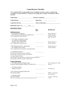 Camp Directors Checklist
