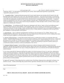Agreement to Participate -&nbsp;18 or Older&nbsp;(Release/Waiver Form)