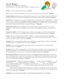 Lab Report Guidelines and Scoring