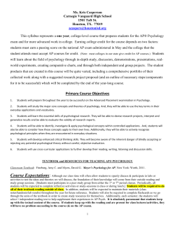 AP Psychology 2015-2016 Course Syllabus