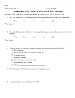 Peer Tutoring Reflection