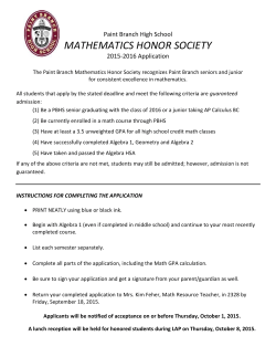 Math Honor Society Application 2015-2016